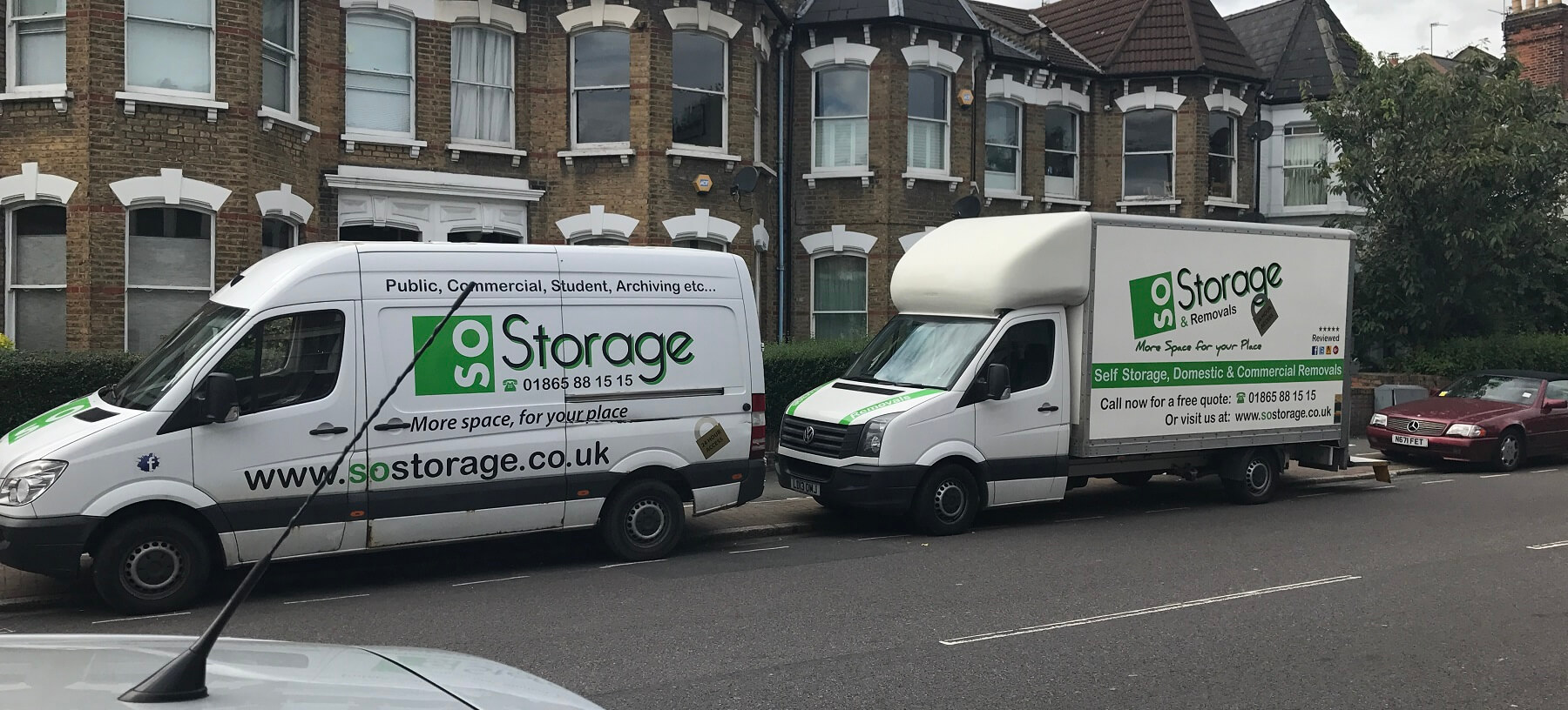 SO Storage truck & van outside a customers house